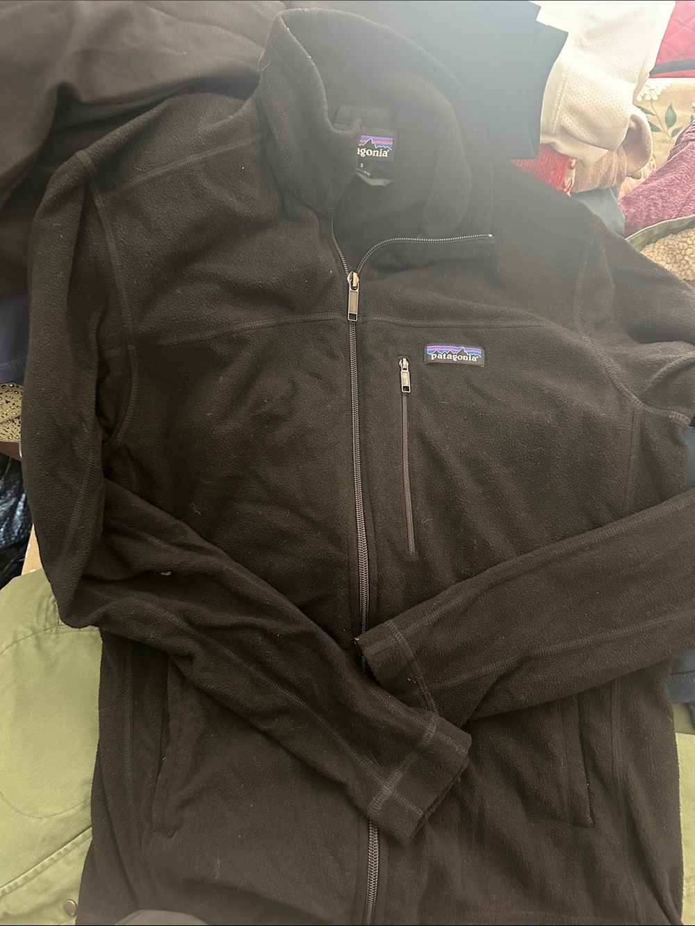 Patagonia Black Full Zip Fleece Jacket with Chest Pocket